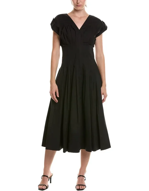 Waist Pleat Midi Dress