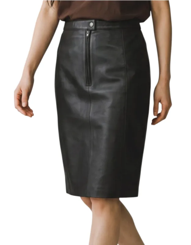 Leather Biker Midi Skirt