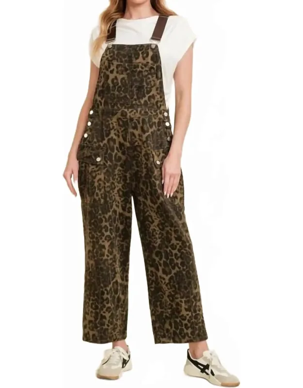 Leopard Print Jumpsuit Overalls