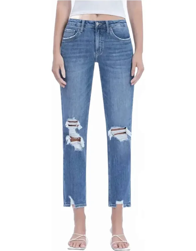 High Rise Distressed Boyfriend Fit Jeans