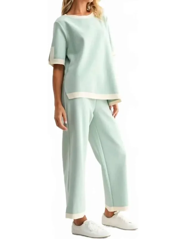 Crepe Knit Top And Pant Set