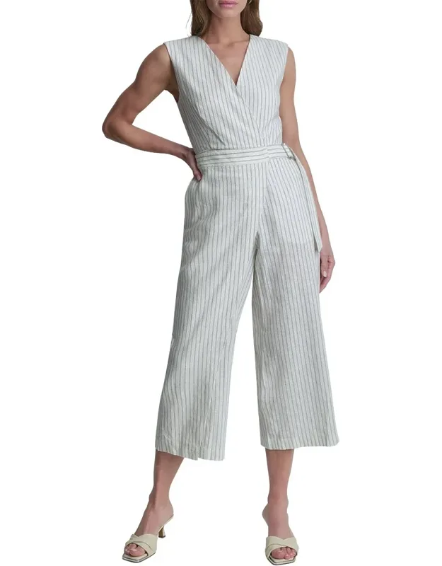 Striped Linen-blend Jumpsuit