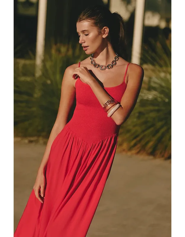 Misha Smocked Midi Dress