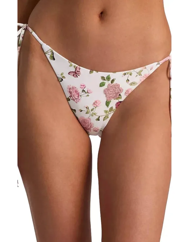 Embroidered Tie Side Bikini Bottom