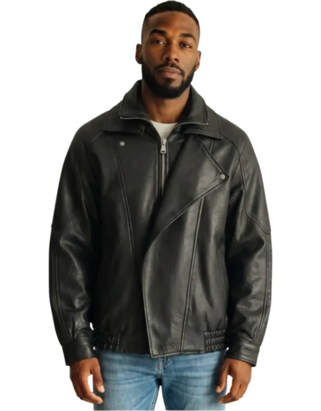 Lamb Leather Biker Bomber Blouson Jacket