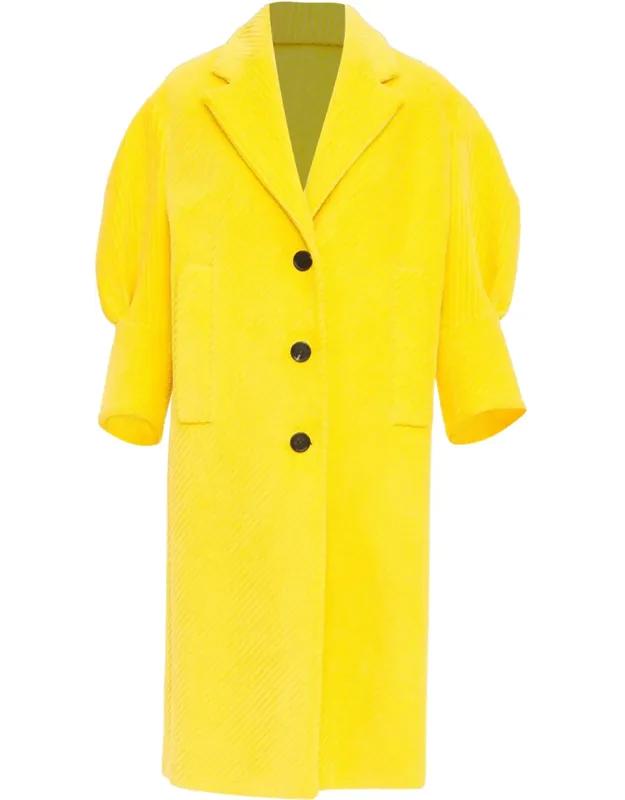 Cotton Corduroy Puff Sleeve Coat
