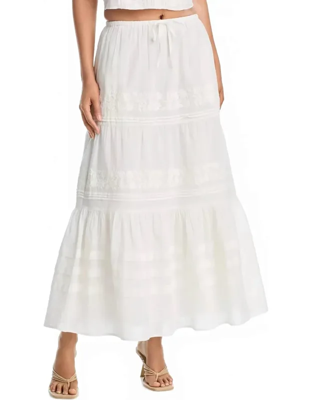 Embroidered Pintucked Skirt