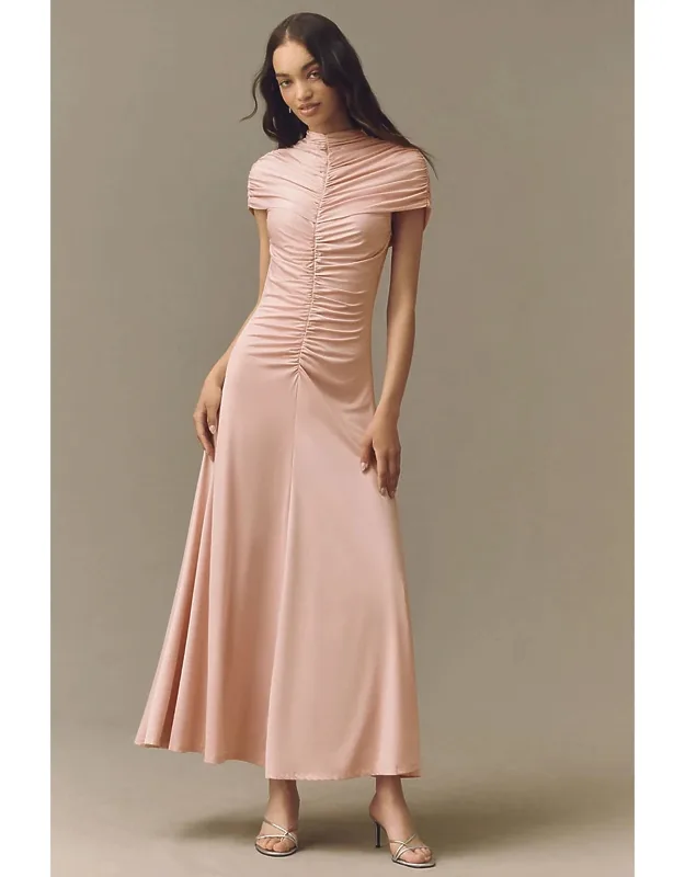 Micro-cape Jersey Maxi Dress