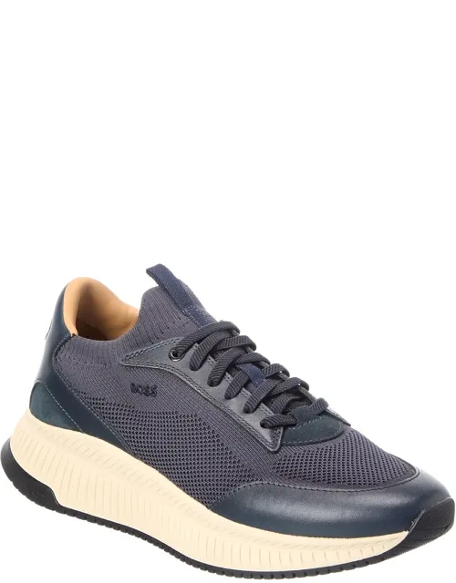 Knit And Leather Sneakers