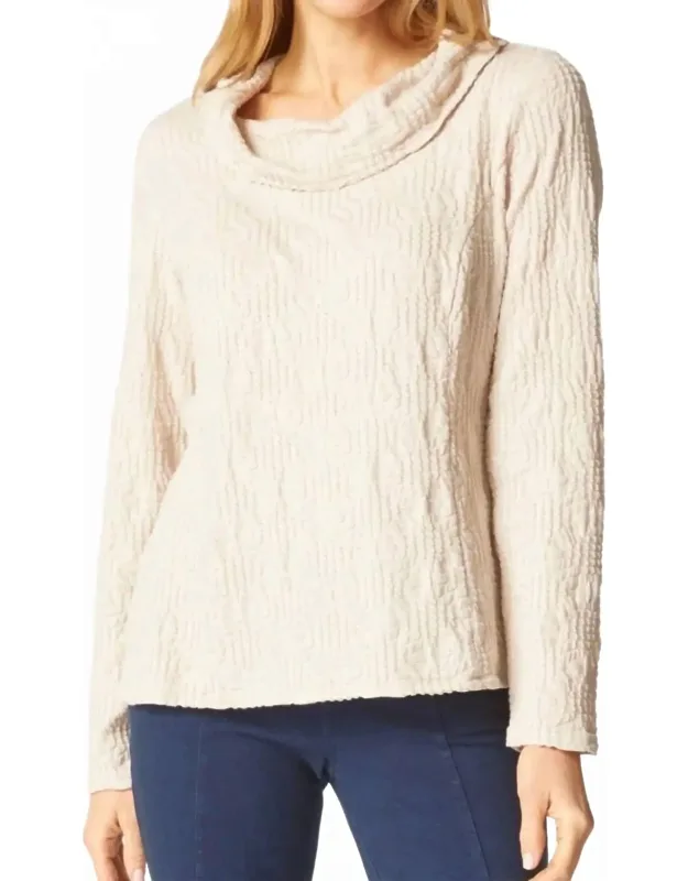 Sunburst Knit Cowl Seamed Tee