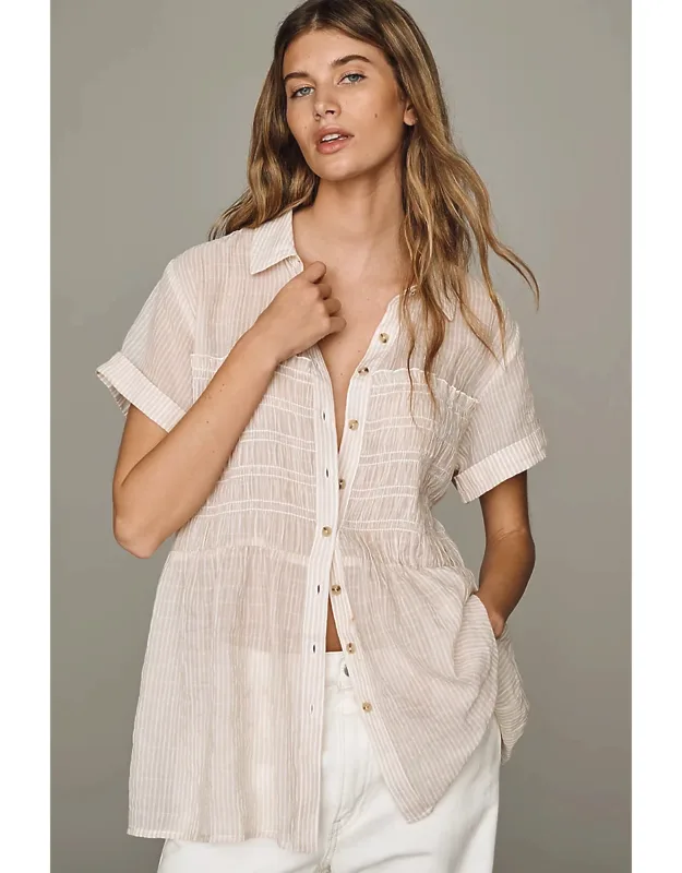 Smocked Buttondown Tunic