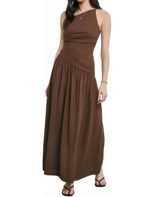 Toffee Drape Maxi Dress