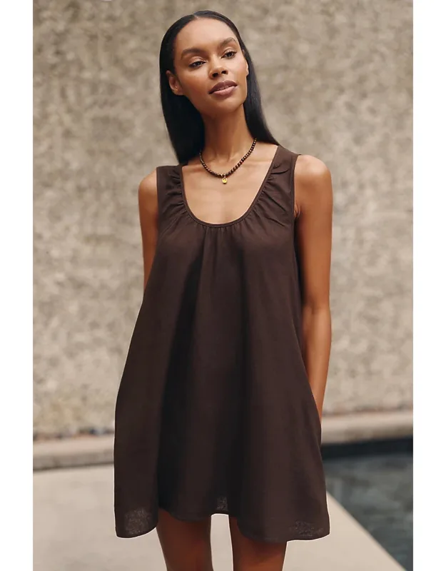 Linen-blend Scoop Dress
