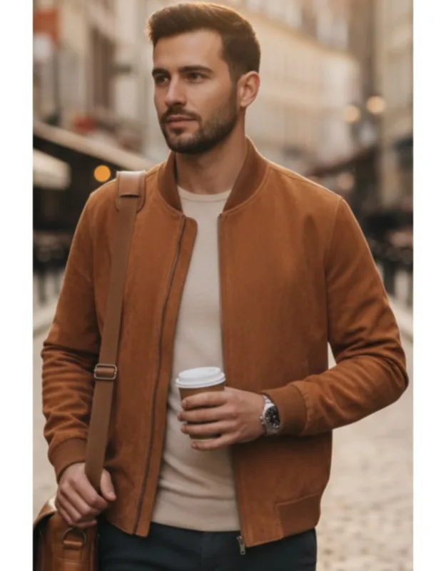 Goat Suede Ma-1 Bomber Jacket