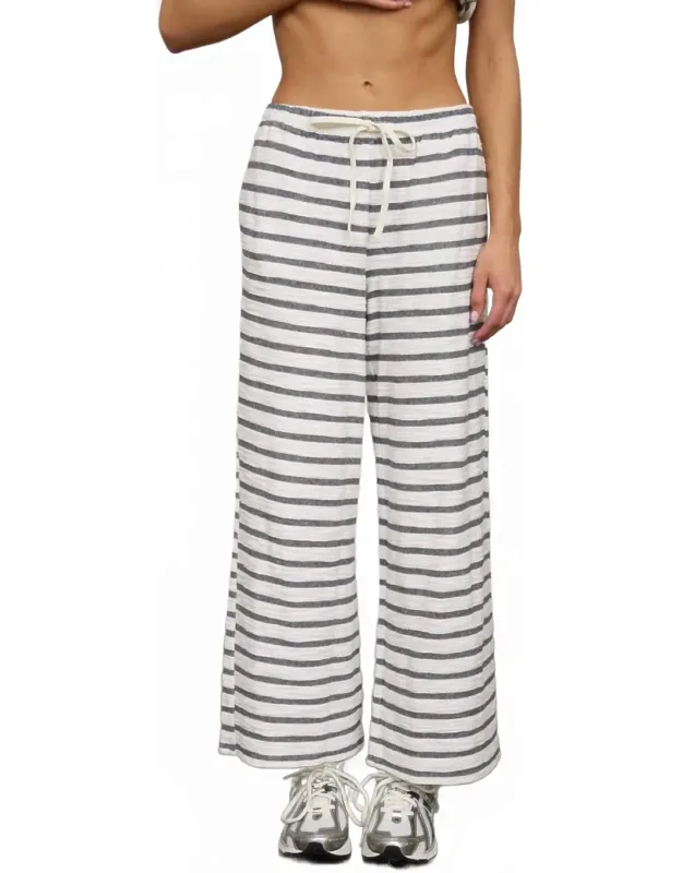 Stripe Drawstring Wide Leg Knit Lounge Pants