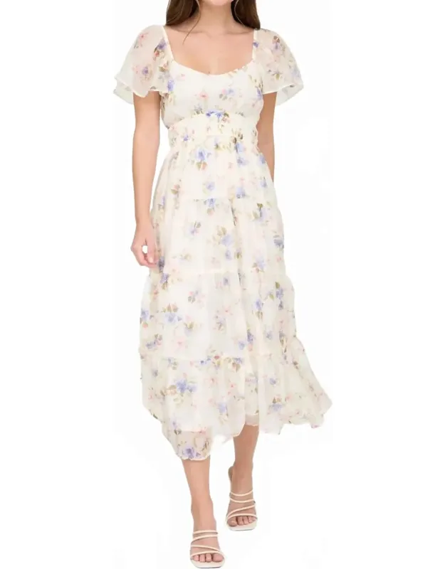 Floral Chiffon Midi Dress