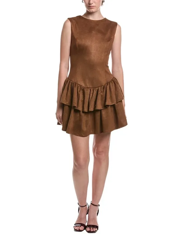 Mini Dress Layered Skirt, Crewneck