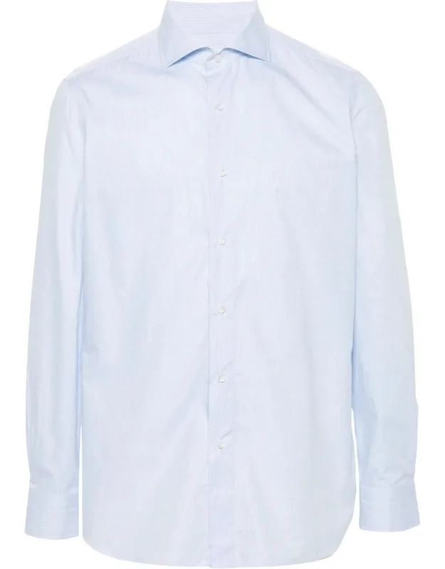 Checked Cotton Shirt With Classic Collar And Tailored Fit