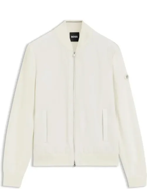 Cotton-knit Hybrid Jacket With Bomber Collar