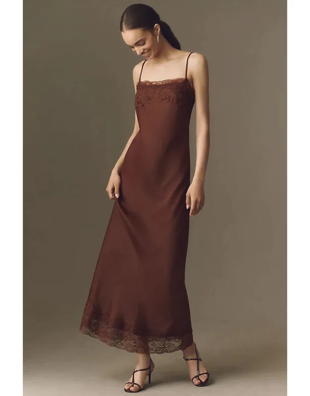 Lace Satin Slip Maxi Dress
