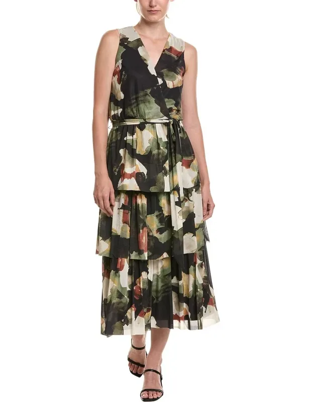 Surplice Tiered Midi Dress