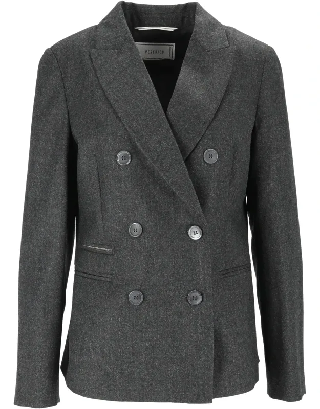 Tailored Structured Shoulders Double-breasted Blazer