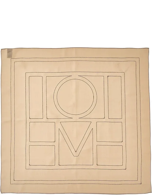 Embroidered Monogram Silk Scarf