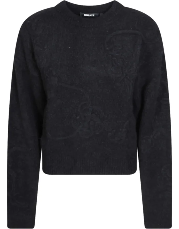 3d Flower Knit Cropped Sweater