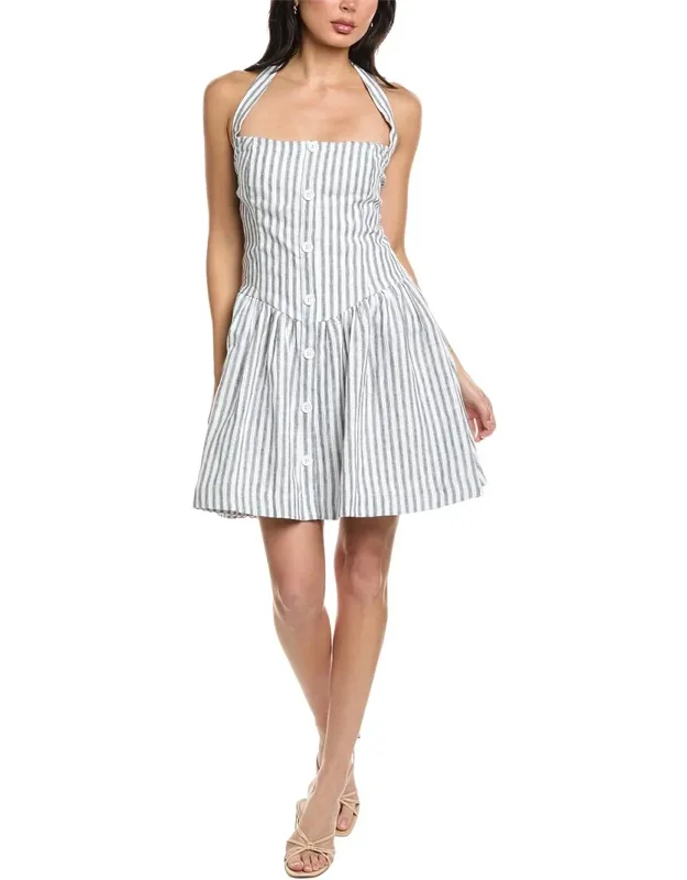 Sleeveless Halter Neck Linen Mini Dress