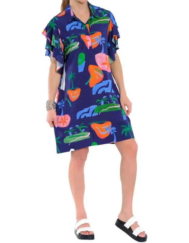 Flounce Sleeve Island Dress