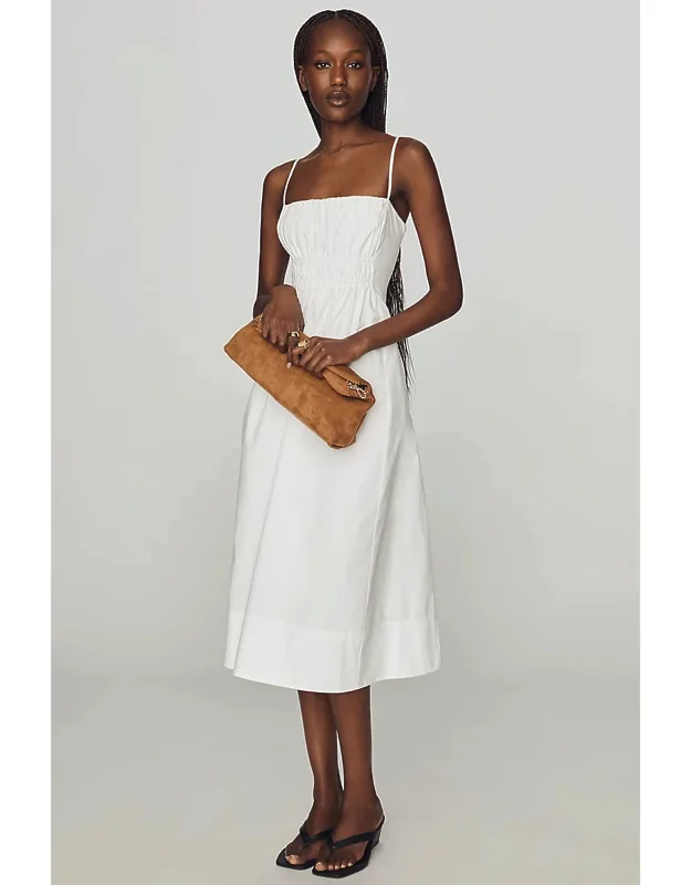 Cotton Ruched Midi Dress