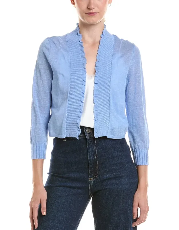 Ruffle Featherknit Cardigan