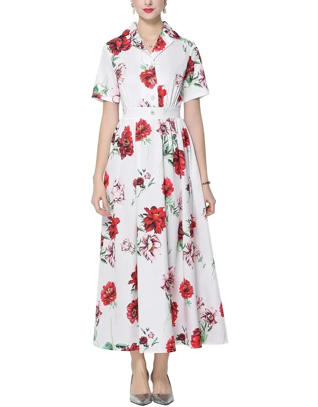 Maxi Dress - Multicolor Print, 52.4in Length