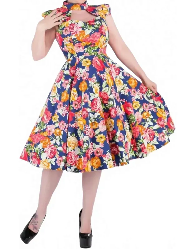 Amelia Swing Dress With Cap Sleeves And Floral Pattern