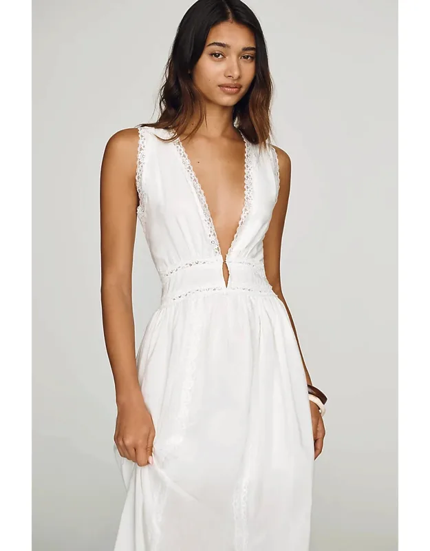 Plunge Lace Pinafore Maxi Dress