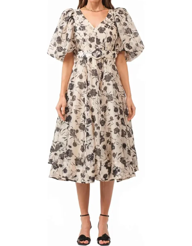 Cara Floral Organza Midi Dress