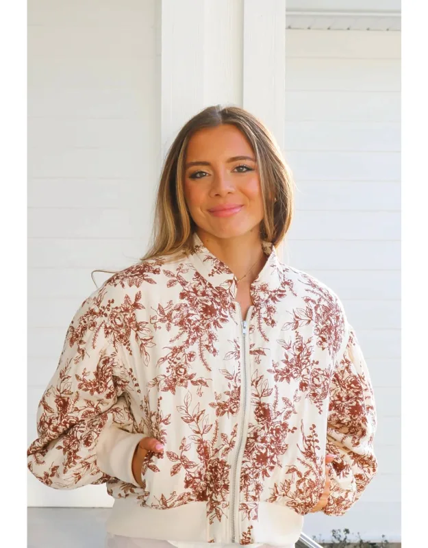 Floral Print Bomber Jacket