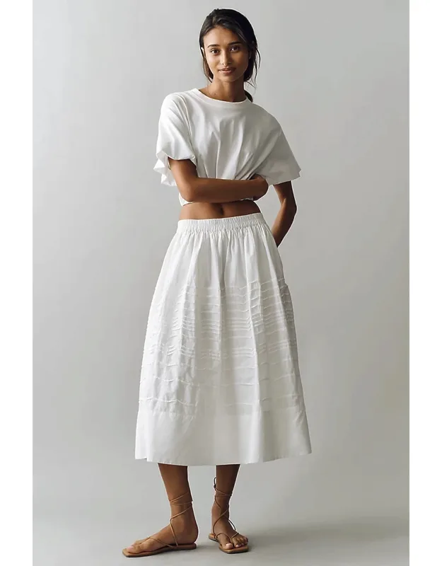 Pintuck Midi Skirt