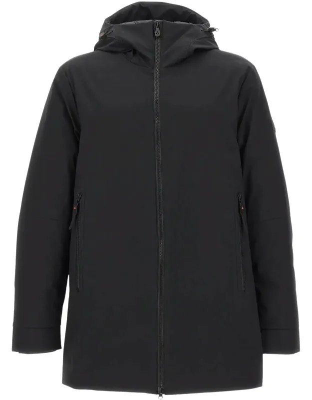 Hooded Coat With Drawstring And Matte Finish