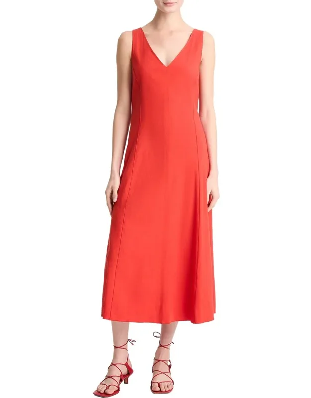 V-neck Linen-blend Dress