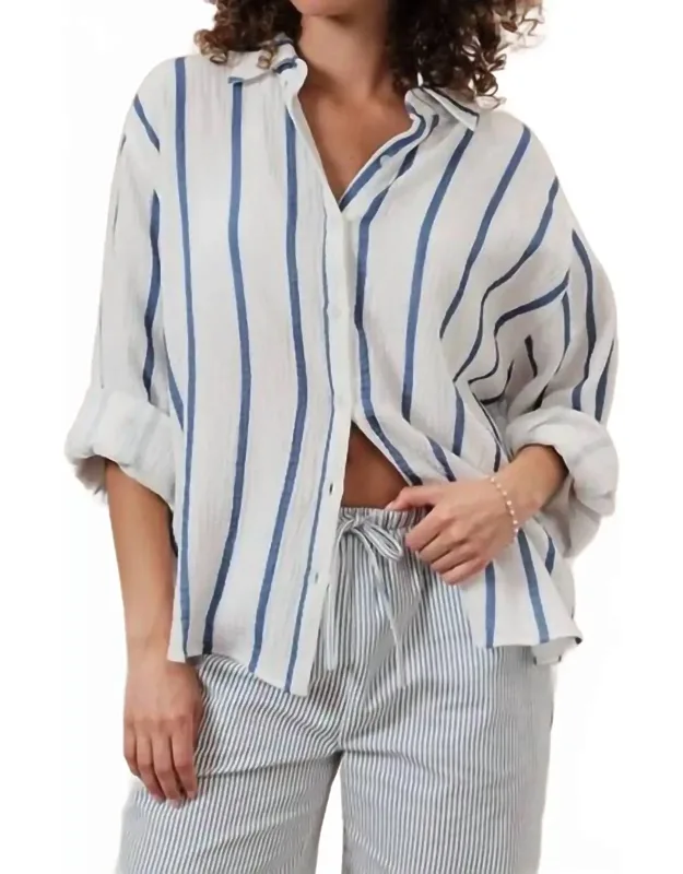 Striped Gauze Button Down Shirt