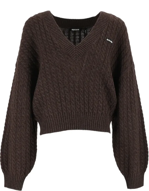 Regular-fit Cable-knit V-neck Sweater