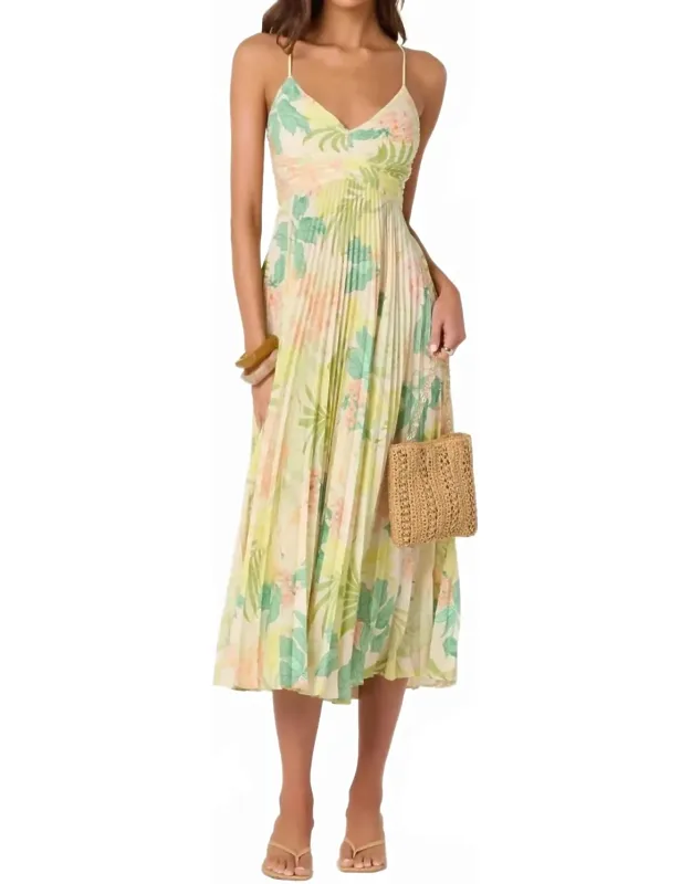 Floral Plisse Midi Dress