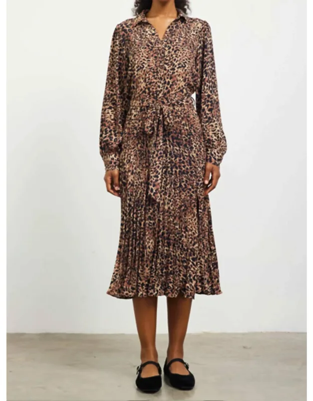 Classic Leopard Print Midi Dress
