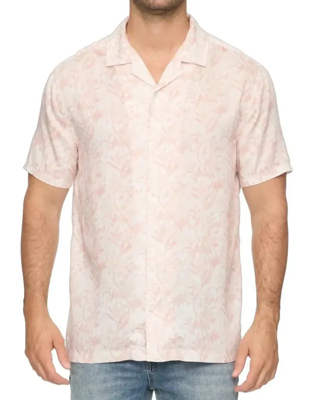 Edenton Sunbound Vintage Wash Printed Shirt In White/pink