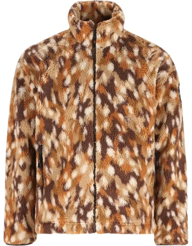 Patterned High-neck Fleece Jacket