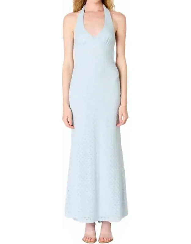 Pluma Halter Crochet Maxi Dress