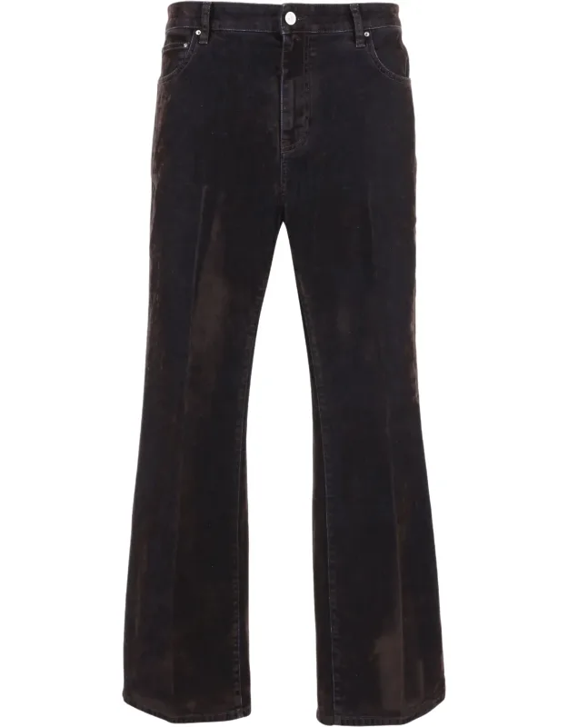 Velvet-effect Stretch Cotton Flared Jeans