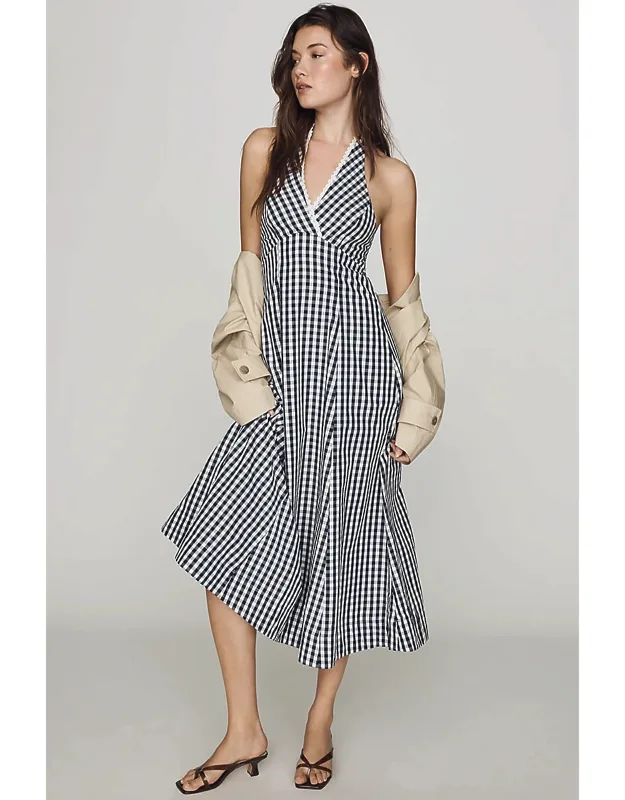 Cotton Halter Midi Dress