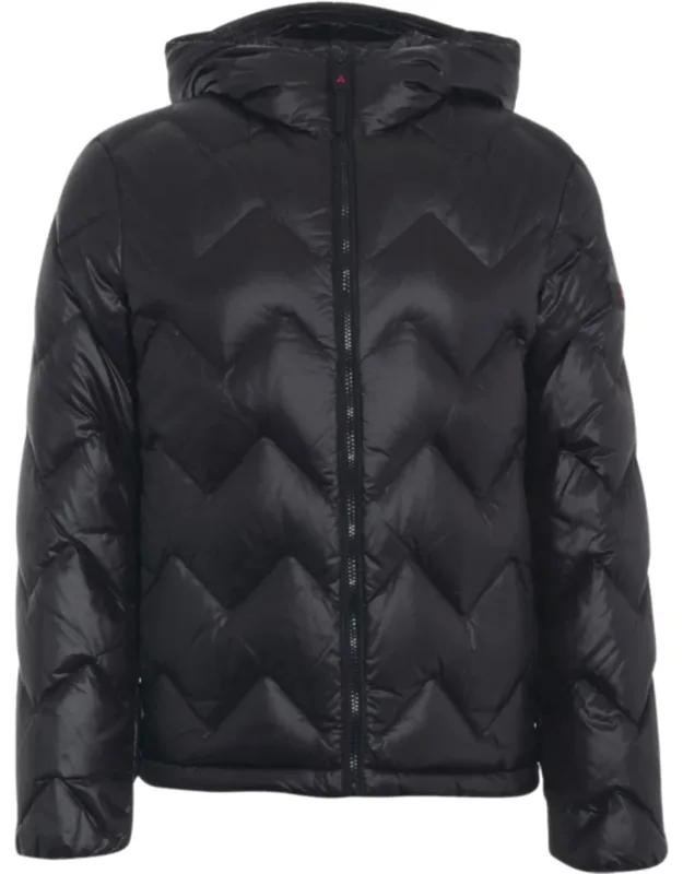 Cropped Zip-up Jacket With Chevron Quilting And Hood
